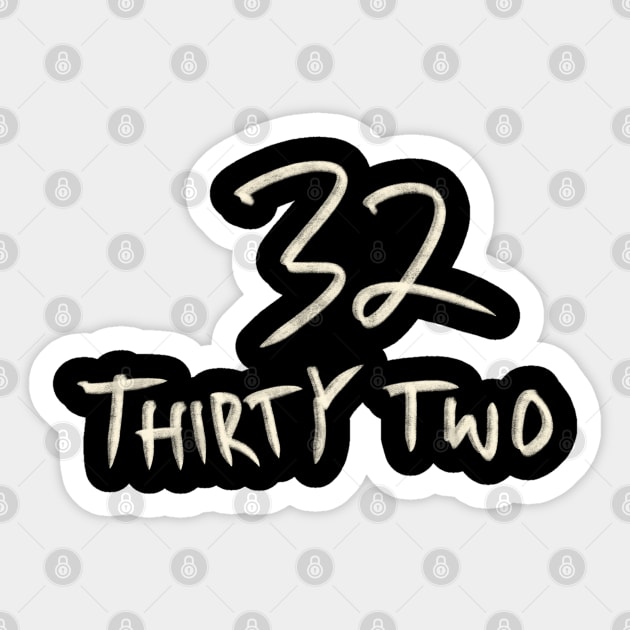 Hand Drawn Letter Number 32 Thirty Two Sticker by Saestu Mbathi